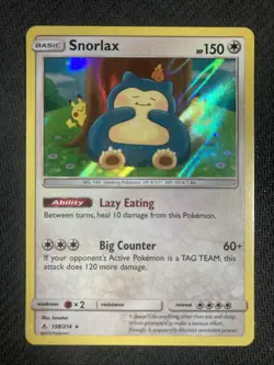 Snorlax 158/214 Holo Rare Pokemon Sun & Moon Unbroken Bonds Near Mint - Image 1