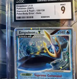 Pokemon Empoleon Lv.X 120/130 Poke Body Error CGC 9 MINT SWIRL🌀 Diamond & Pearl - Image 3