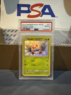 2019 Pokemon Sun & Moon Rowlet #SV2 Hidden Fates Shiny Vault Holo PSA 10 - Image 1