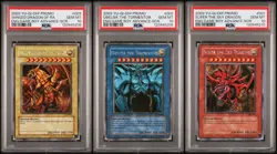 PSA 10 Yugioh Ra Obelisk Slifer Secret Rare GBI 001 002 003 Sequential Set - Image 1