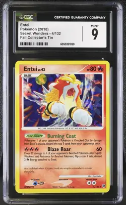 CGC 9 MINT Pokemon Entei 4/132 Secret Wonders Cracked Ice Holo Rare psa - Image 1