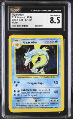 CGC 8.5 Pokemon Gyarados 6/102 Base Set Unlimited Holo Rare psa - Image 1
