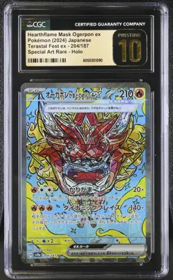 CGC 10 PRISTINE Pokemon Hearthflame Mask Ogerpon ex 204/187 Terastal Fest SV8a - Image 1