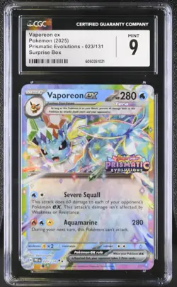 CGC 9 MINT Pokemon Vaporeon ex 023/131 Prismatic Evolutions Surprise Box Promo - Image 1