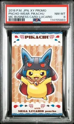 PSA 8 Pokemon Business Card Poncho Pikachu Lucario 2016 Japanese - Image 2