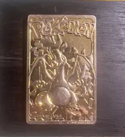 Pokemon Cards 23K Gold Plated CHARIZARD Trading Card 1999 Burger King Ball - Image 1
