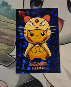 Pokemon Pikachu Persian Poncho Blue Holo Team Rocket Peru Exclusive Card - Image 1