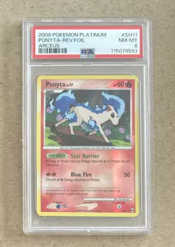 2009 Pokemon Platinum Arceus Ponyta Reverse Foil Card #SH11 PSA 8 - Image 1