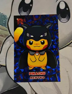 Pokemon Pikachu Mewtwo Poncho Blue Holo Team Rocket Peru Exclusive Card - Image 1
