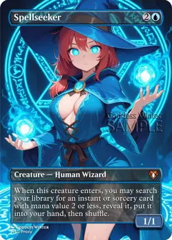 MTG - Spellseeker - Fanart Borderless Style - EDH / Playtest - Image 1