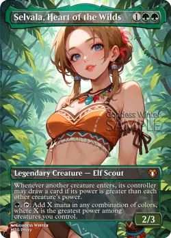 MTG - Selvala, Heart of the Wilds - Fanart Borderless Style - EDH / Playtest - Image 1