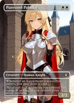 MTG - Puresteel Paladin - Fanart Borderless Style - EDH / Playtest - Image 1