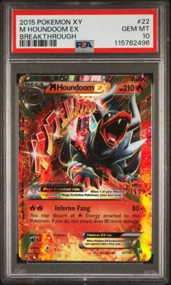 2015 POKEMON XY BREAKTHROUGH M HOUNDOOM EX #22 PSA 10 GEM MINT #115782496 - Image 1