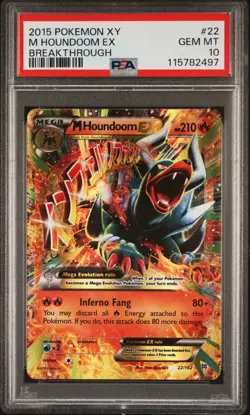 2015 POKEMON XY BREAKTHROUGH M HOUNDOOM EX #22 PSA 10 GEM MINT #115782497 - Image 1