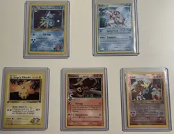 5 Rare Pokemon Cards (Pikachu, Rayquaza, Entei, Palkia, Seadra) - Image 1