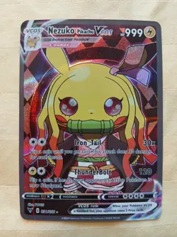 Nezuko Pikachu VCOS Cosplay Custom Full Art Shiny Holo Card FAN ART - Image 1