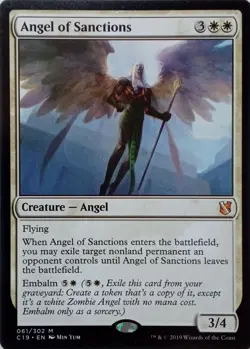 061/302 ANGEL OF SANCTIONS MYTHIC COMMANDER 2019 MTG CARD - Image 1