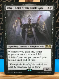MTG - Vito, Thorn of the Dusk Rose. Core Set 2021. Rare Black Legendary Creature - Image 1