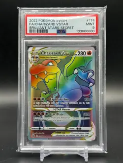PSA 9 MINT Charizard VSTAR Rainbow Pokemon 2022 Brilliant Stars #174 - Image 1