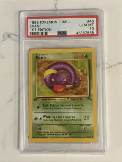 1999 Pokemon Fossil Ekans #46 1st Edition PSA 10 - Image 1