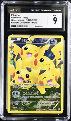 Pokemon Pikachu RC29/RC32 CGC 9 Mint 9 XY Generations Radiant Collection Holo - Image 1