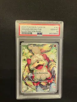 Pokemon Hisuian Growlithe 181/167 Twilight Masquerade PSA 10 GEM MINT - Image 1