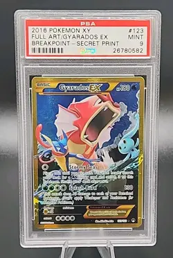 PSA 9 Mint 2016 POKEMON XY BREAKPOINT Secret Rare Gold #123 FULL ART/GYARADOS EX - Image 1