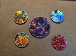 Pokemon Holo Coin Lot (5) + Pikachu V & Crobat VMAX Promo Cards - Quick Ship! - Image 1