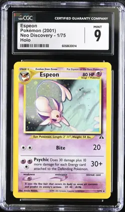 Pokemon Espeon Neo Discovery Unlimited Holo Rare CGC 9 Mint - Image 1