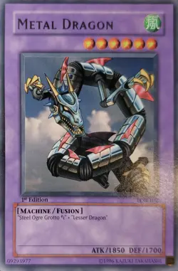 Yugioh 2002 Metal Dragon R 1st Ed. LOB-102 Near Mint - Image 1