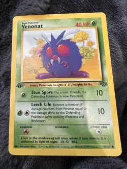 Venonat 63/64 1st Edition Genuine Mint Jungle Set Non-Holo Pokemon Card - Image 1