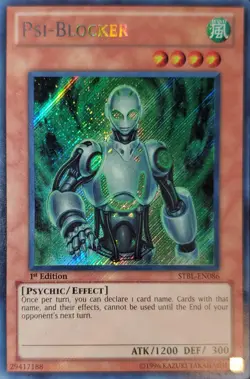 Yugioh 2010 Psi-Blocker SCR Holo Bleed 🩸 1st Ed. STBL-EN086 Moderate Play - Image 1