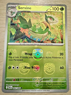 Pokemon TCG Servine 002/086 Black Bolt Masterball Reverse Holo Card - Image 1