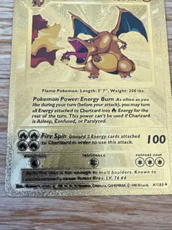 Pokemon Charizard 120HP Gold Foil 🔥card 4/102 Near Mint /Mint Textured - Image 3