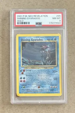 2001 Pokemon Neo Revelation Shining Gyarados Holo Card #65 PSA 8 - Image 1