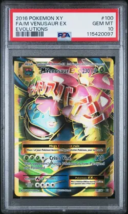 2016 Pokemon M Venusaur EX Full Art Holo Card 100/108 Evolutions PSA 10 - Image 1