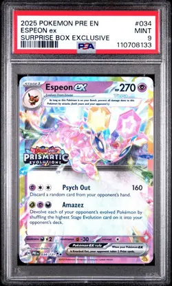 Espeon ex 034/131 S&V: Prismatic Evolutions Stamp TCG Pokemon Card PSA 9 Mint - Image 1