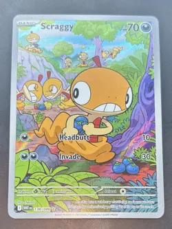POKEMON TCG S&V White Flare SCRAGGY IR Illustration Rare Card 138/086 - Image 1