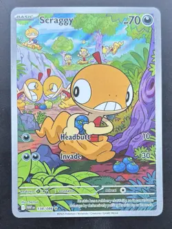 POKEMON TCG S&V White Flare SCRAGGY IR Illustration Rare Card 138/086 - Image 2