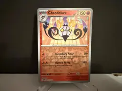 2025 Pokemon TCG Chandelure 018 S&V White Flare Reverse Holo Rare Card NM+ - Image 1