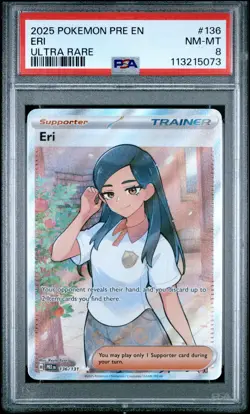 2025 POKEMON PRE EN-PRISMATIC EVOLUTIONS ULTRA RARE #136 ERI PSA 8 - Image 1