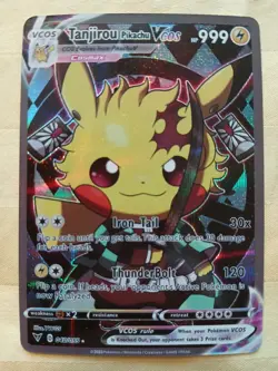 Tanjirou Pikachu VCOS Cosplay Custom Full Art Shiny Holo Card FAN ART - Image 1