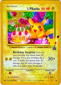 Birthday Pikachu Celebrations 24 HOLO BLEED Pokemon TCG 2021 Classic Collection - Image 1