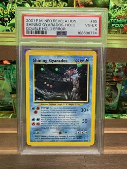 2001 Pokemon Neo Revelation Double Holo Error Card #65 Shining Gyarados PSA 4 - Image 1