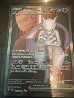 Pokemon TCG Destined Rivals Team Rockets Mewtwo EX Ultra Rare Card 213/182 - Image 1