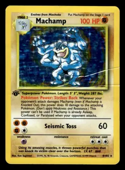 Machamp 8/102 1st Edition Holo Rare Base Set Pokemon Card - Image 1