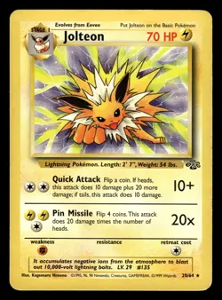 Jolteon 20/64 Rare Jungle Set Pokemon Card - Image 1