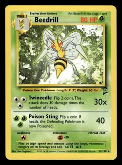 Beedrill 21/130 Rare Base Set 2 Pokemon Card NM - Image 1