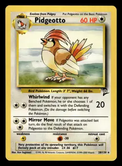 Pidgeotto 28/130 Rare Base Set 2 Pokemon Card NM - Image 1