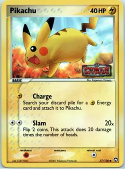 Pikachu - 57/108 - Common - Reverse Holo LP, English Pokemon EX Power Keepers - Image 1